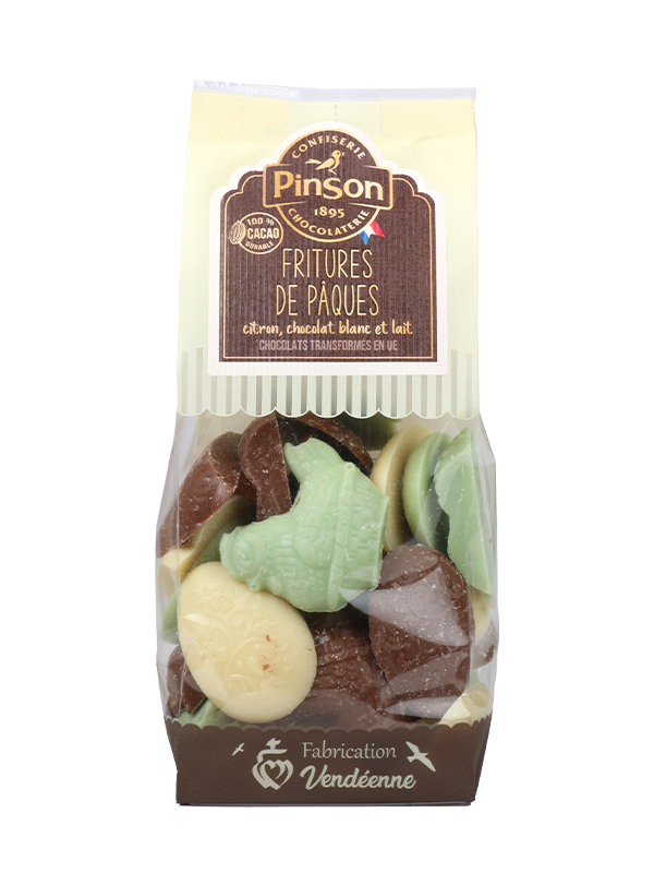 Fritures de Pâques 3 chocolats, Fritures citron, lait et blanc