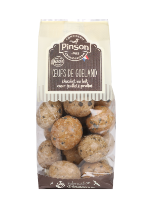 Oeufs de goeland chocolat au lait cœur feuilleté praliné