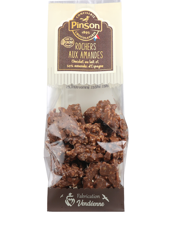 rochers aux amandes chocolat au lait de la chocolaterie Pinson