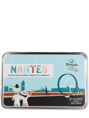 Boite fer souvenir de Nantes : Berlingots nantais et caramels tendres au sel de Noirmoutier