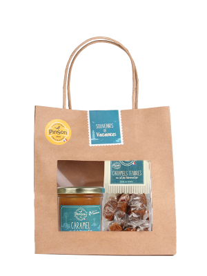 Sachet souvenir de vacances - caramels tendres et caramel à tartiner au sel de Noirmoutier