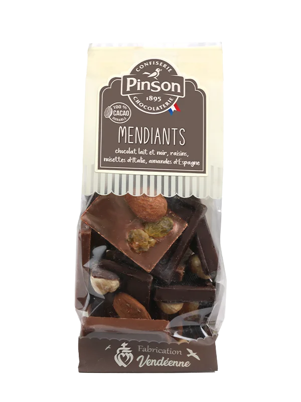 Mendiants chocolats au lait et noir - Pinson